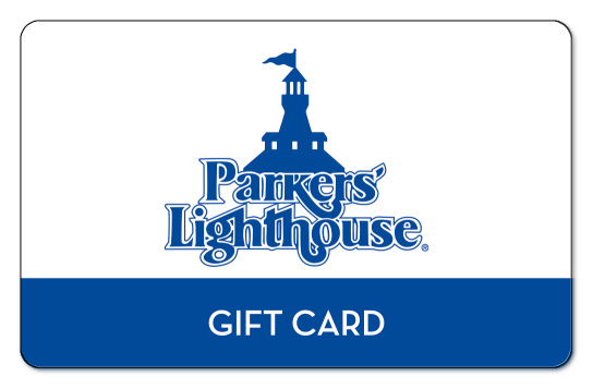 parkers lighthouse over white and blue background